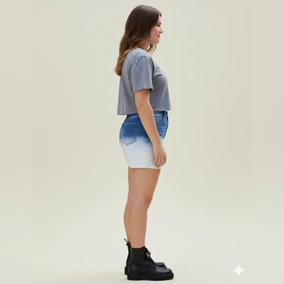 Thereabouts Girls Dip Dye High Rise Jean Shortie Shorts Plus Size 2XL/20.5 - Picture 6 of 11